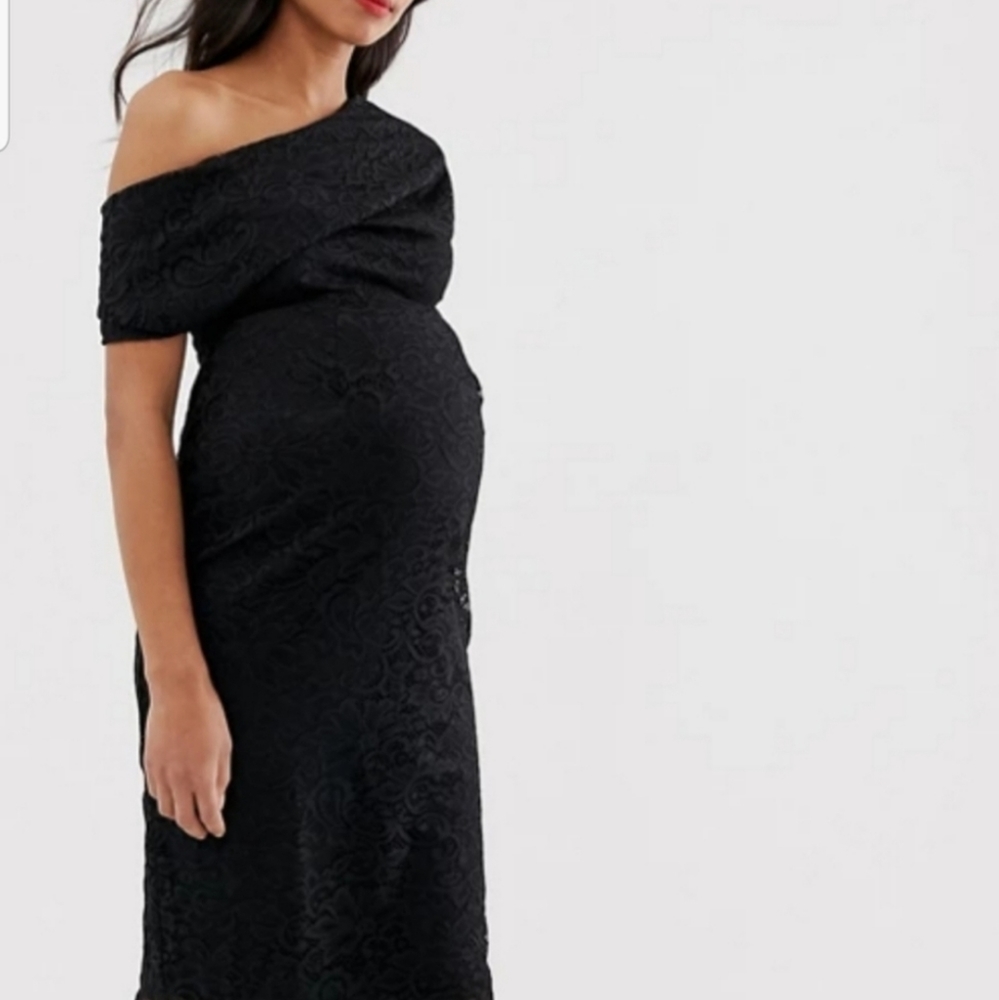 Asos Maternity One Shoulder Lace Dress - Picture 3 of 6